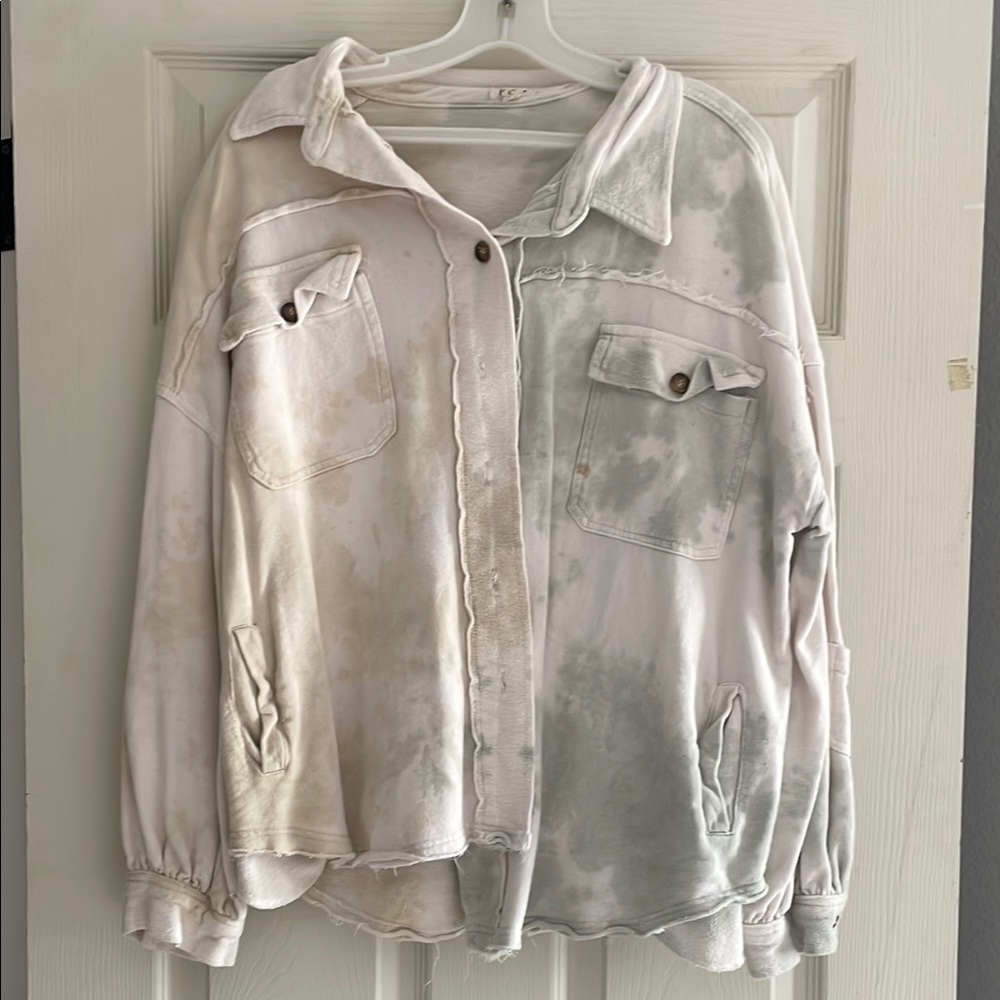 POL Cream and Gray Shacket